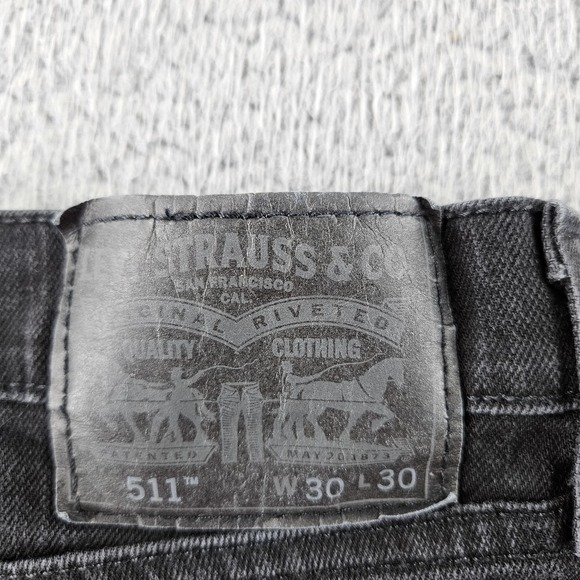 Levis Jeans Mens 30x30 Black 511 Slim Fit Tapered Leg Stretch Skater Grunge - Picture 15 of 16